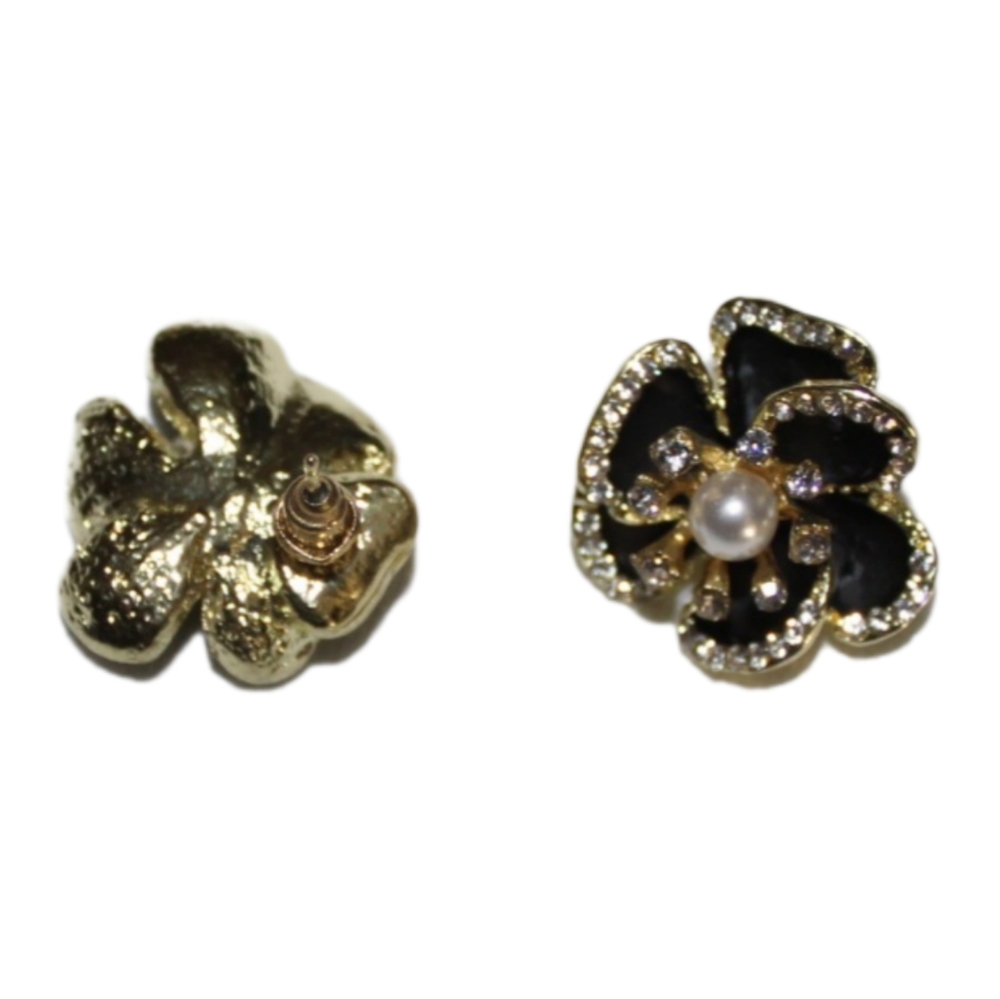 Rhinestone Flower Pearl Earrings - Picture 9 of 16